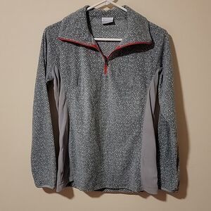 Columbia fleece grey and pink quarter zip pullover Size M